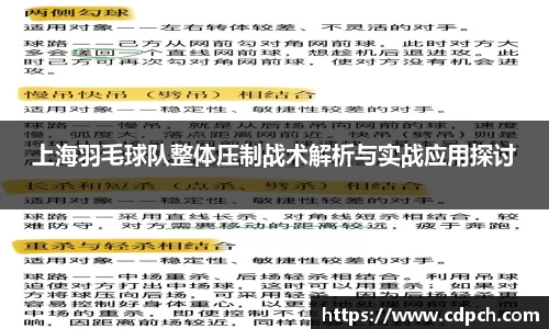 上海羽毛球队整体压制战术解析与实战应用探讨